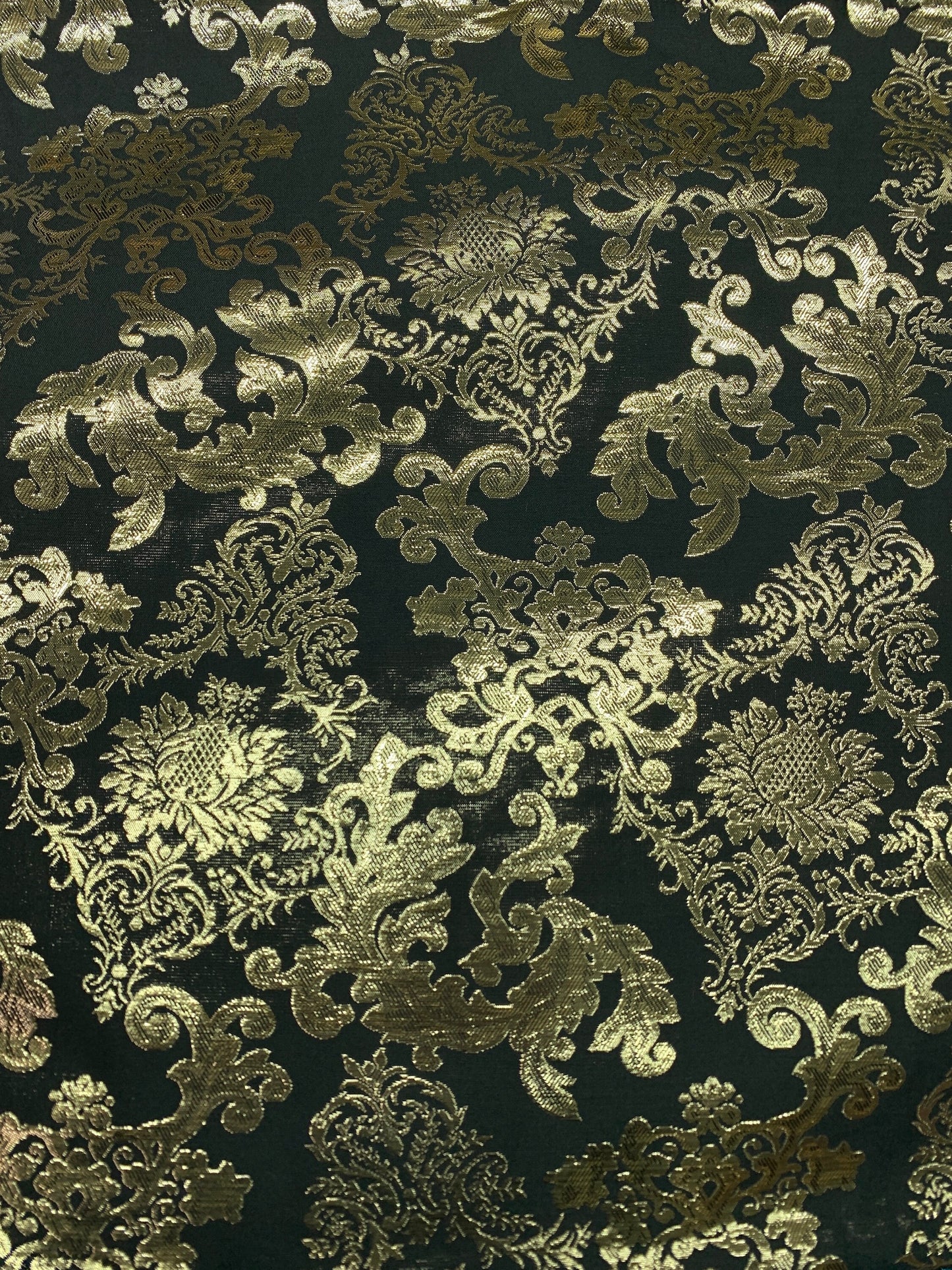 LIGHT GOLD BLACK Damask Metallic Brocade Fabric (58 in.) Sold By The Yard