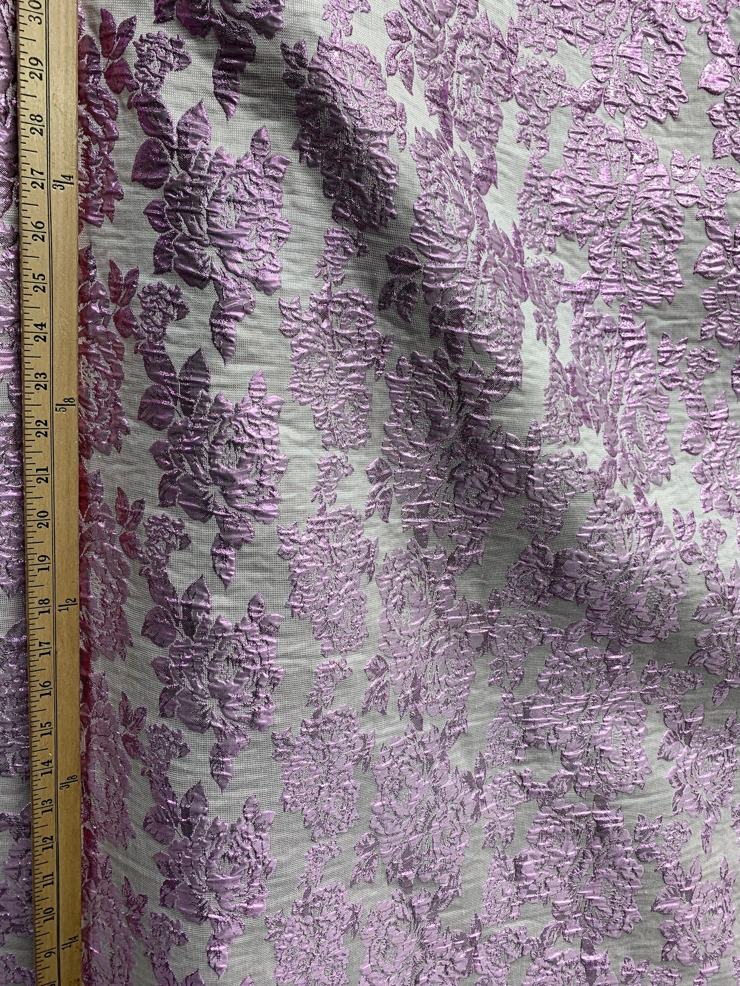 LILAC WHITE Floral Brocade Fabric (60 in.) Sold By The Yard