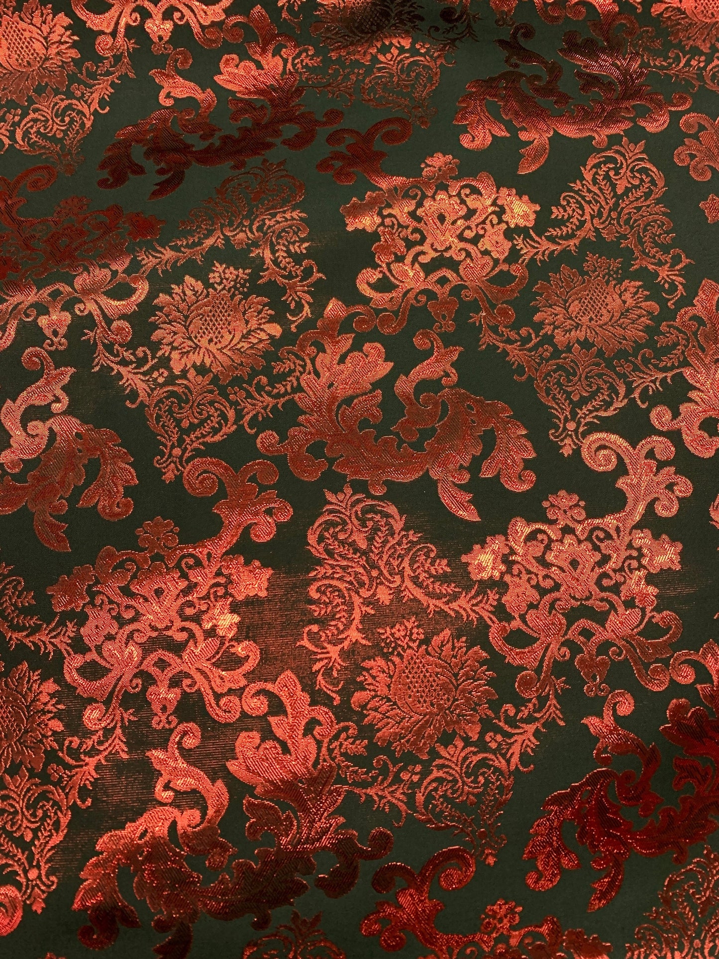 RED BLACK Damask Metallic Brocade Fabric (58 in.) Sold By The Yard