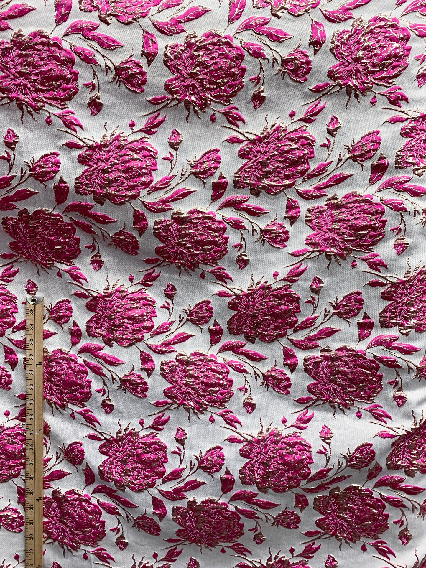 FUCHSIA PINK GOLD Floral Brocade Fabric (60 in.) Sold By The Yard