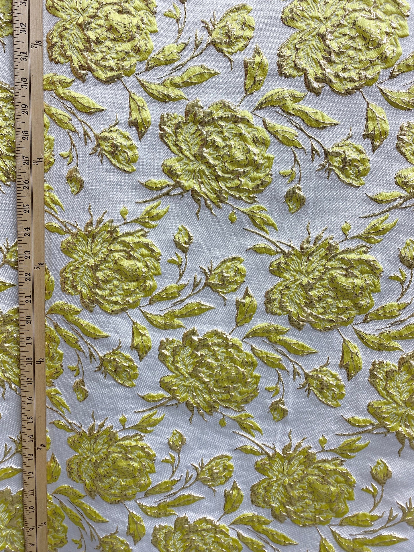 YELLOW GOLD Floral Brocade Fabric (60 in.) Sold By The Yard