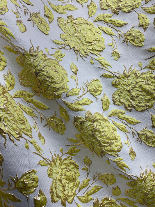 YELLOW GOLD Floral Brocade Fabric (60 in.) Sold By The Yard