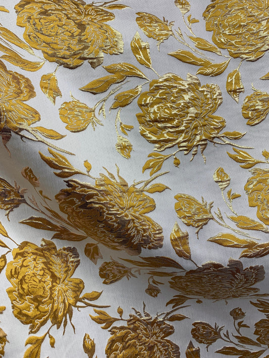 DARK GOLD Floral Brocade Fabric (60 in.) Sold By The Yard