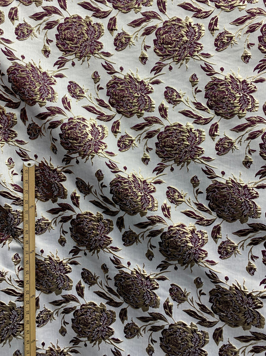 PLUM GOLD Floral Brocade Fabric (60 in.) Sold By The Yard