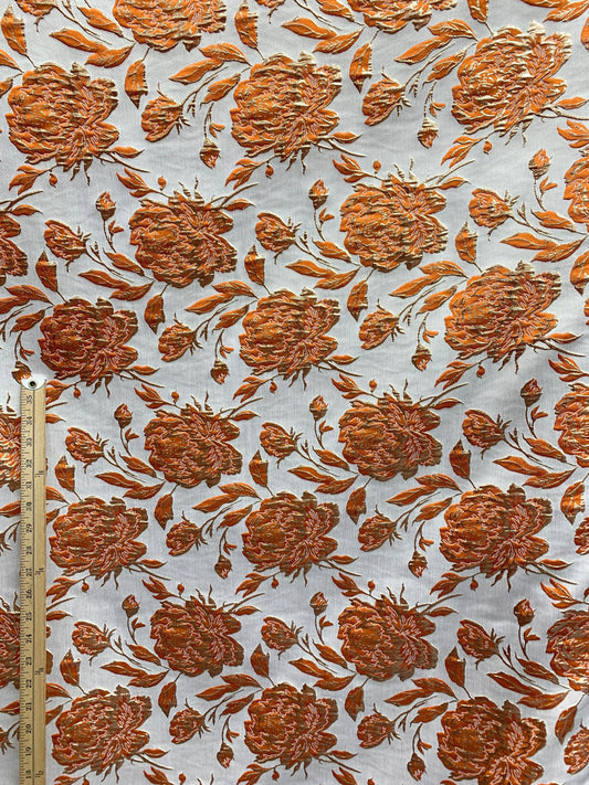 ORANGE GOLD Floral Brocade Fabric (60 in.) Sold By The Yard