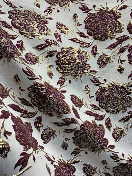 PLUM GOLD Floral Brocade Fabric (60 in.) Sold By The Yard