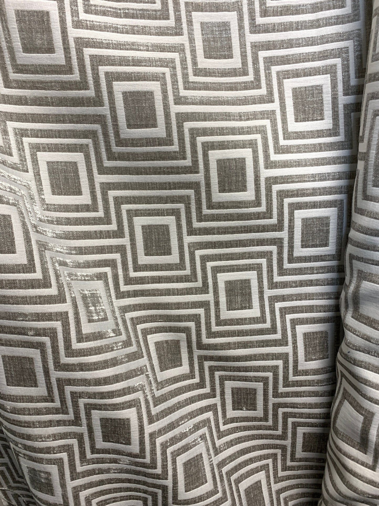 LIGHT GRAY Geometric Chenille Upholstery Brocade Fabric (54 in.) Sold By The Yard