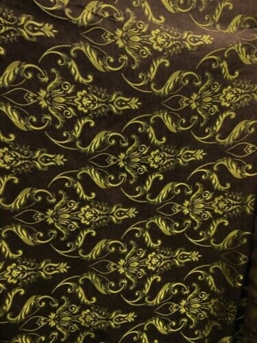 BROWN GOLD Damask Chenille Upholstery Fabric (54 in.) Sold By The Yard