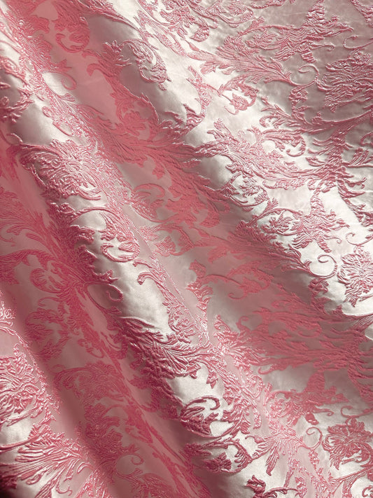 BABY PINK Floral Brocade Fabric (60 in.) Sold By The Yard