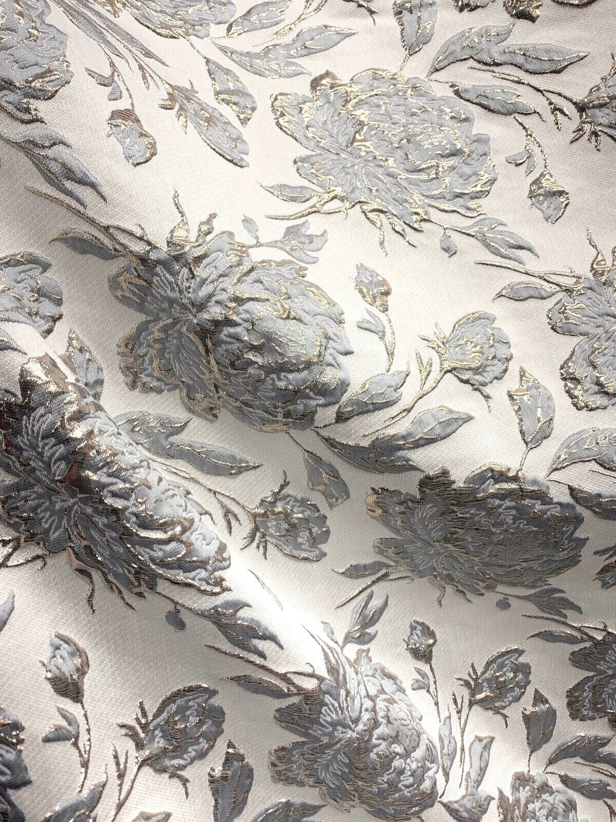GRAY GOLD Floral Brocade Fabric (60 in.) Sold By The Yard