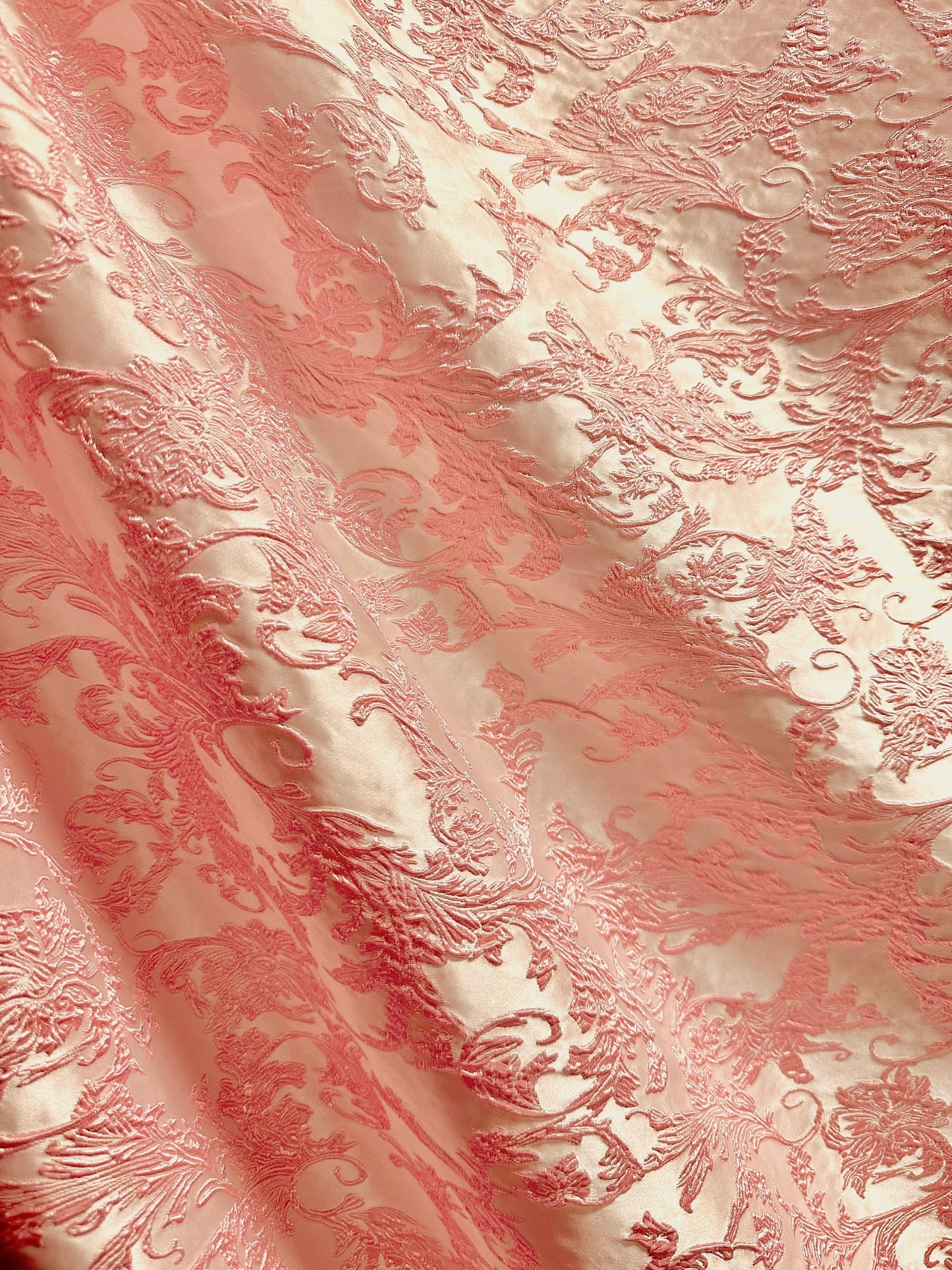 PEACH Floral Brocade Fabric (60 in.) Sold By The Yard