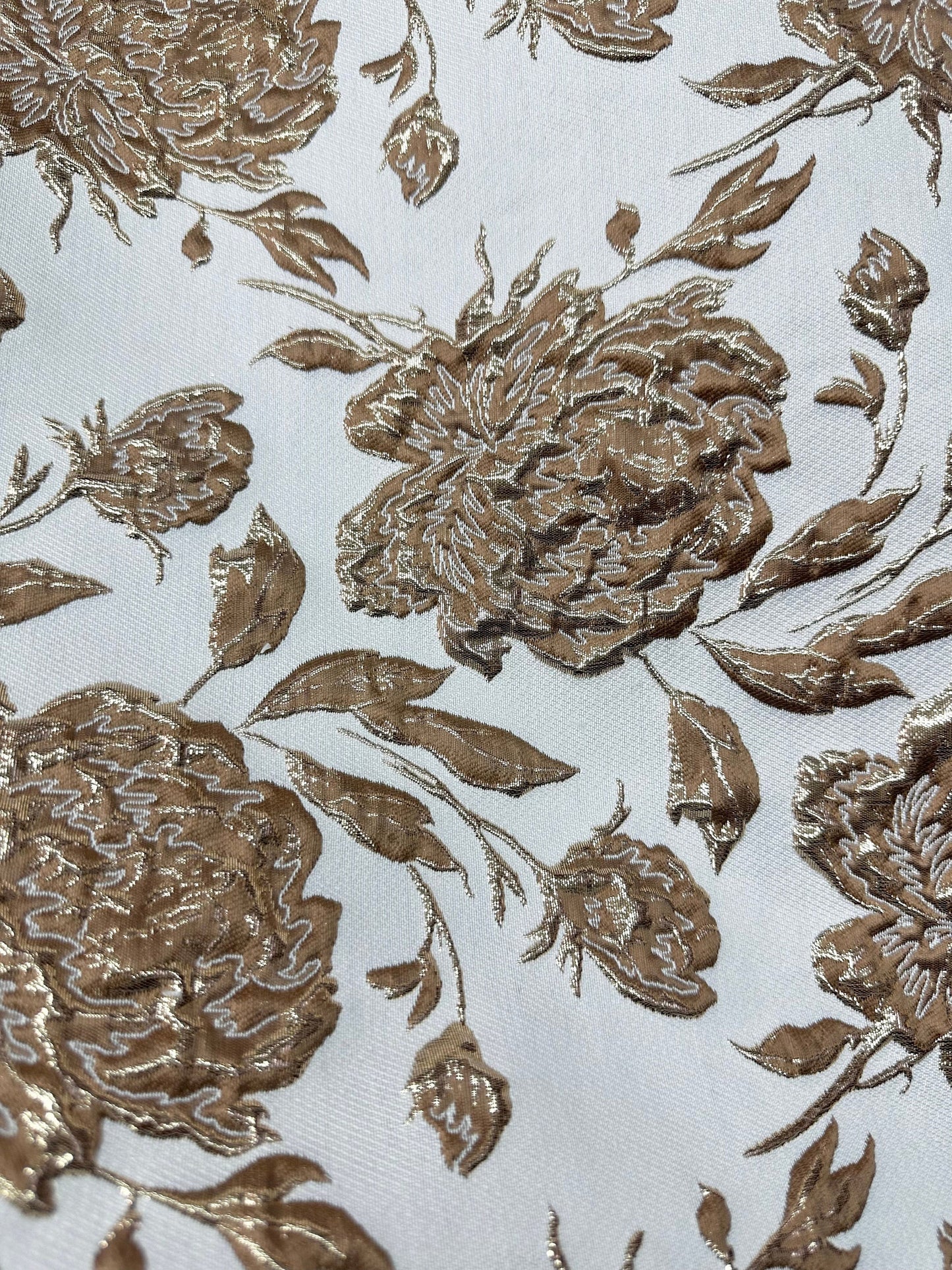 LIGHT BROWN GOLD Floral Brocade Fabric (60 in.) Sold By The Yard