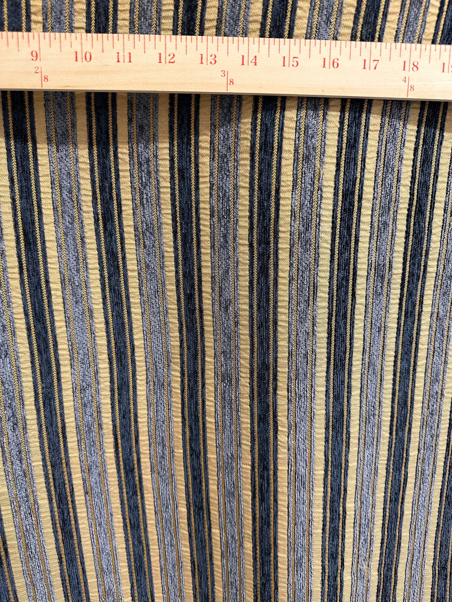 BLUE BEIGE Striped Chenille Upholstery Brocade Fabric (56 in.) Sold By The Yard