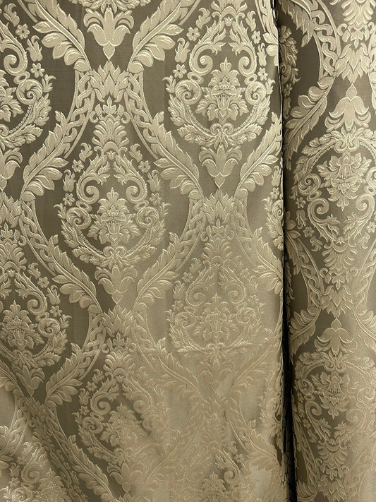 LIGHT BROWN Damask Brocade Upholstery Drapery Fabric (110 in.) Sold BTY