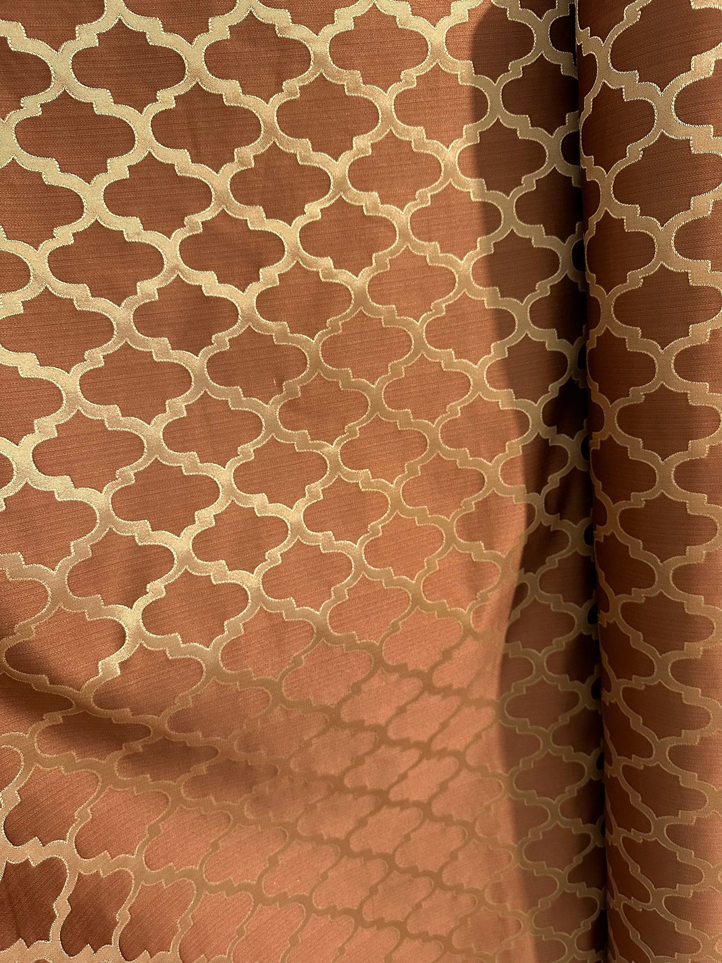 COPPER GOLD Trellis Brocade Upholstery Drapery Fabric (110 in.) Sold By The Yard