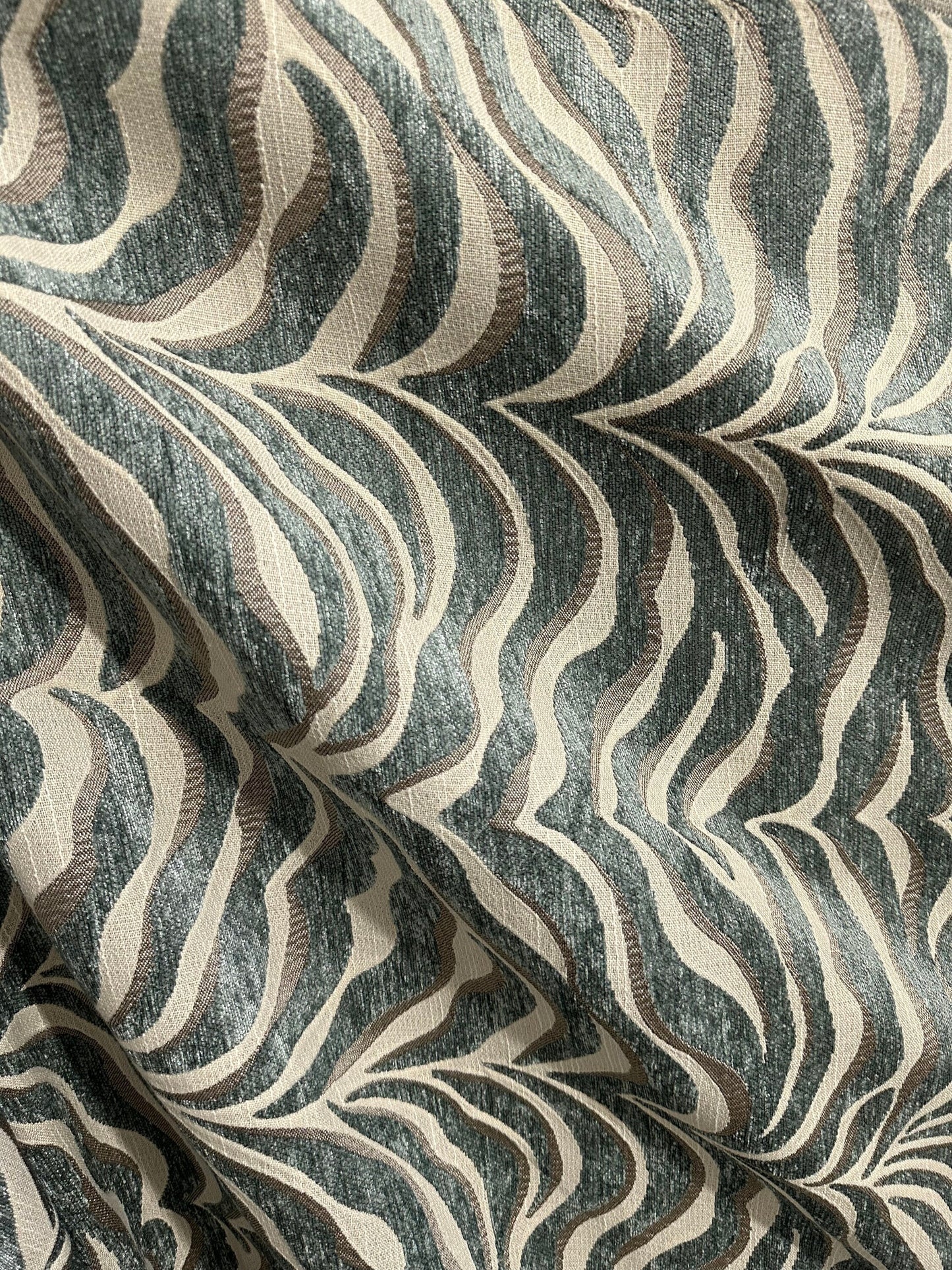 DARK SAGE BEIGE Chenille Upholstery Brocade Fabric (54 in.) Sold By The Yard