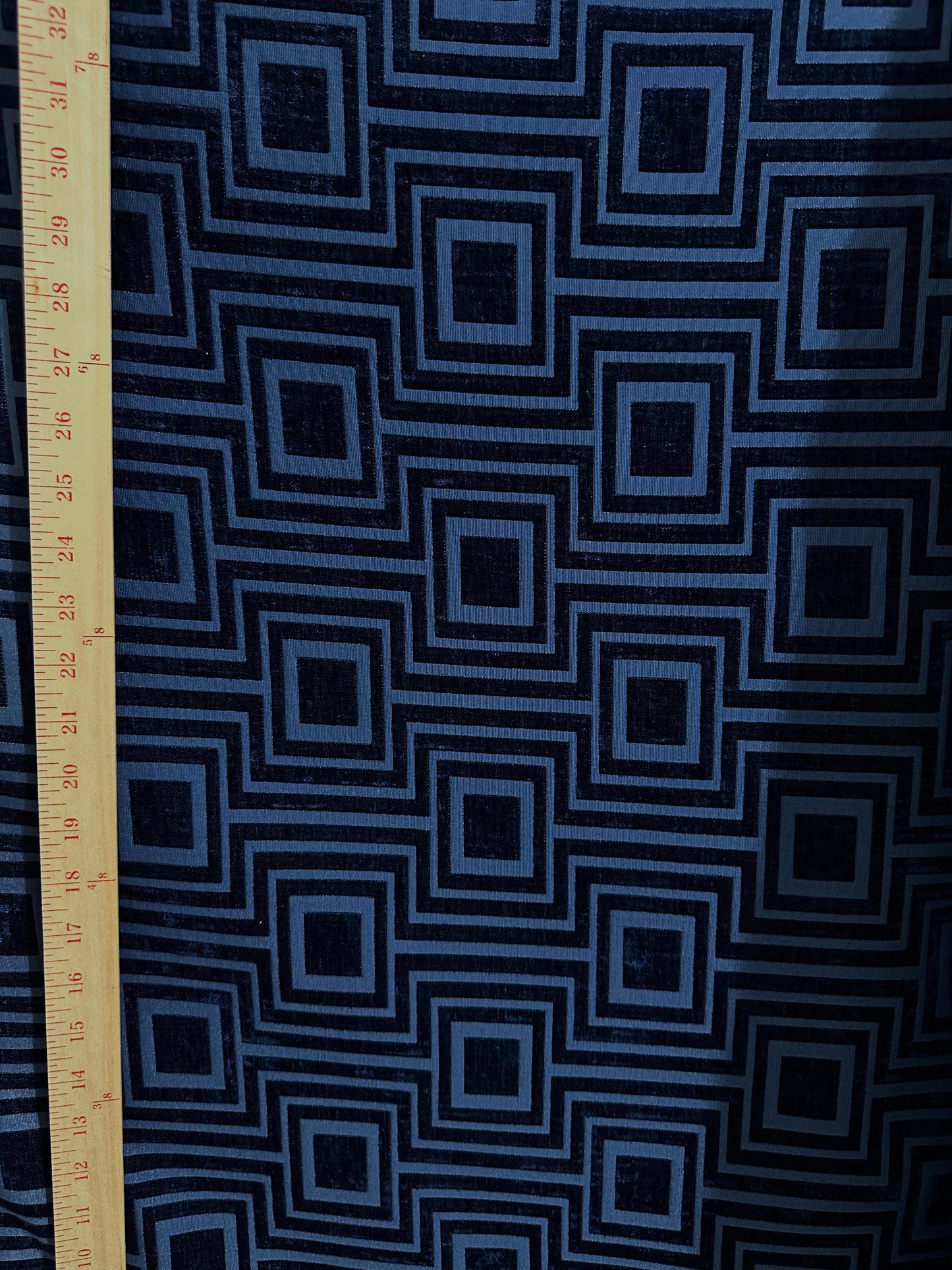 DARK BLUE Geometric Chenille Upholstery Brocade Fabric (54 in.) Sold By The Yard