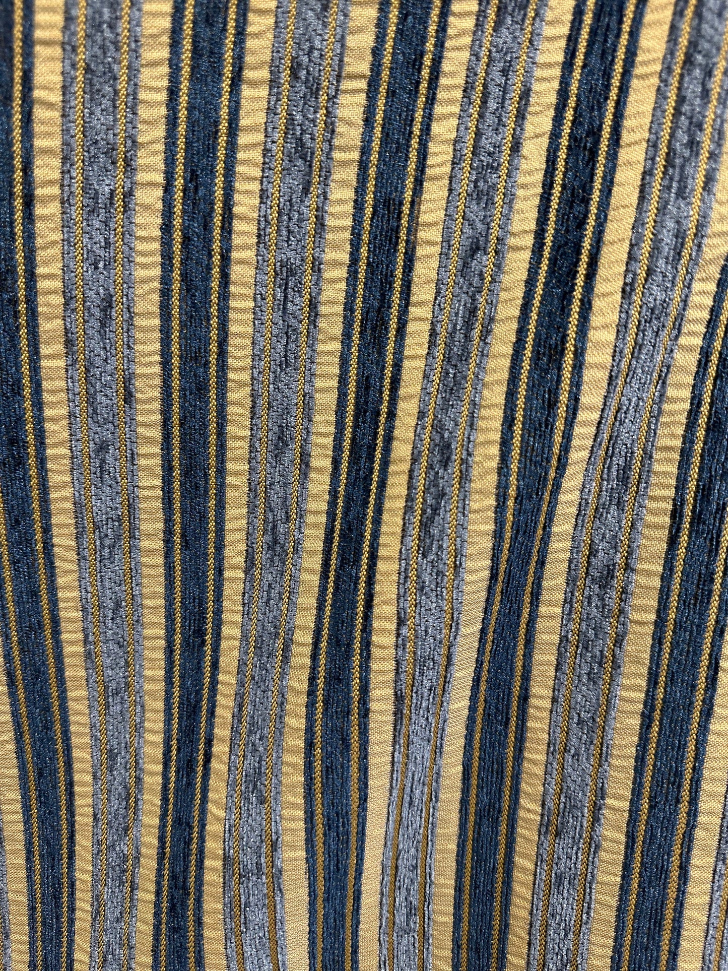 BLUE BEIGE Striped Chenille Upholstery Brocade Fabric (56 in.) Sold By The Yard