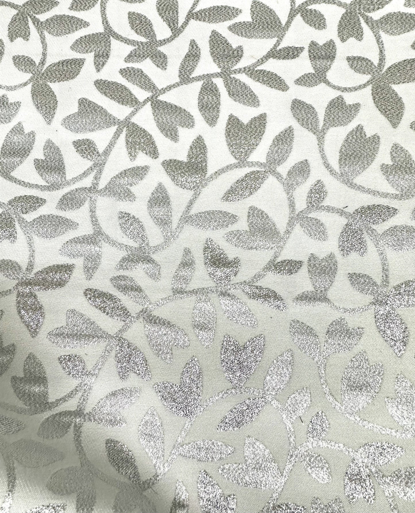 WHITE SILVER Floral Metallic Brocade Fabric (58 in.) Sold By The Yard