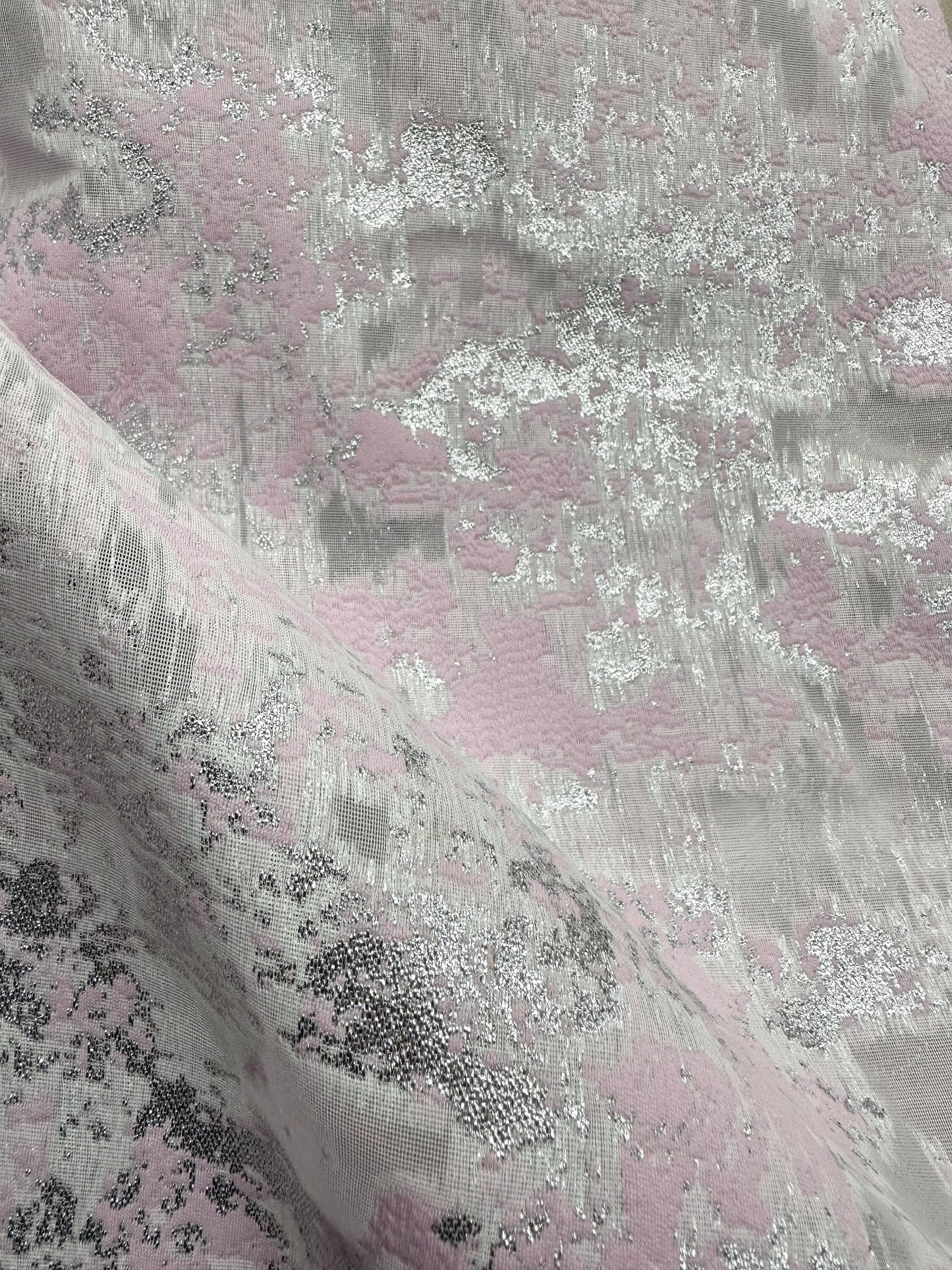 BABY PINK SILVER Metallic Organza Brocade Fabric (56 in.) Sold By The Yard