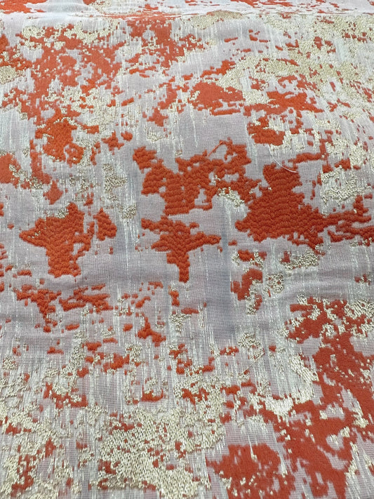 ORANGE GOLD Metallic Organza Brocade Fabric (56 in.) Sold By The Yard