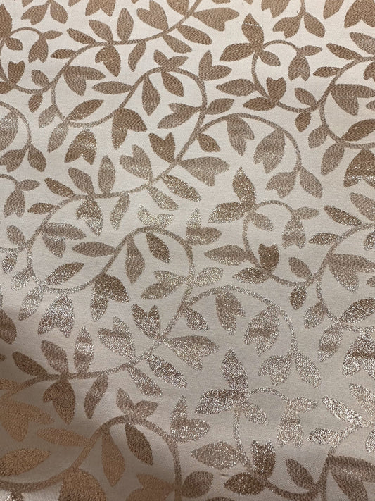 CHAMPAGNE Floral Metallic Brocade Fabric (58 in.) Sold By The Yard