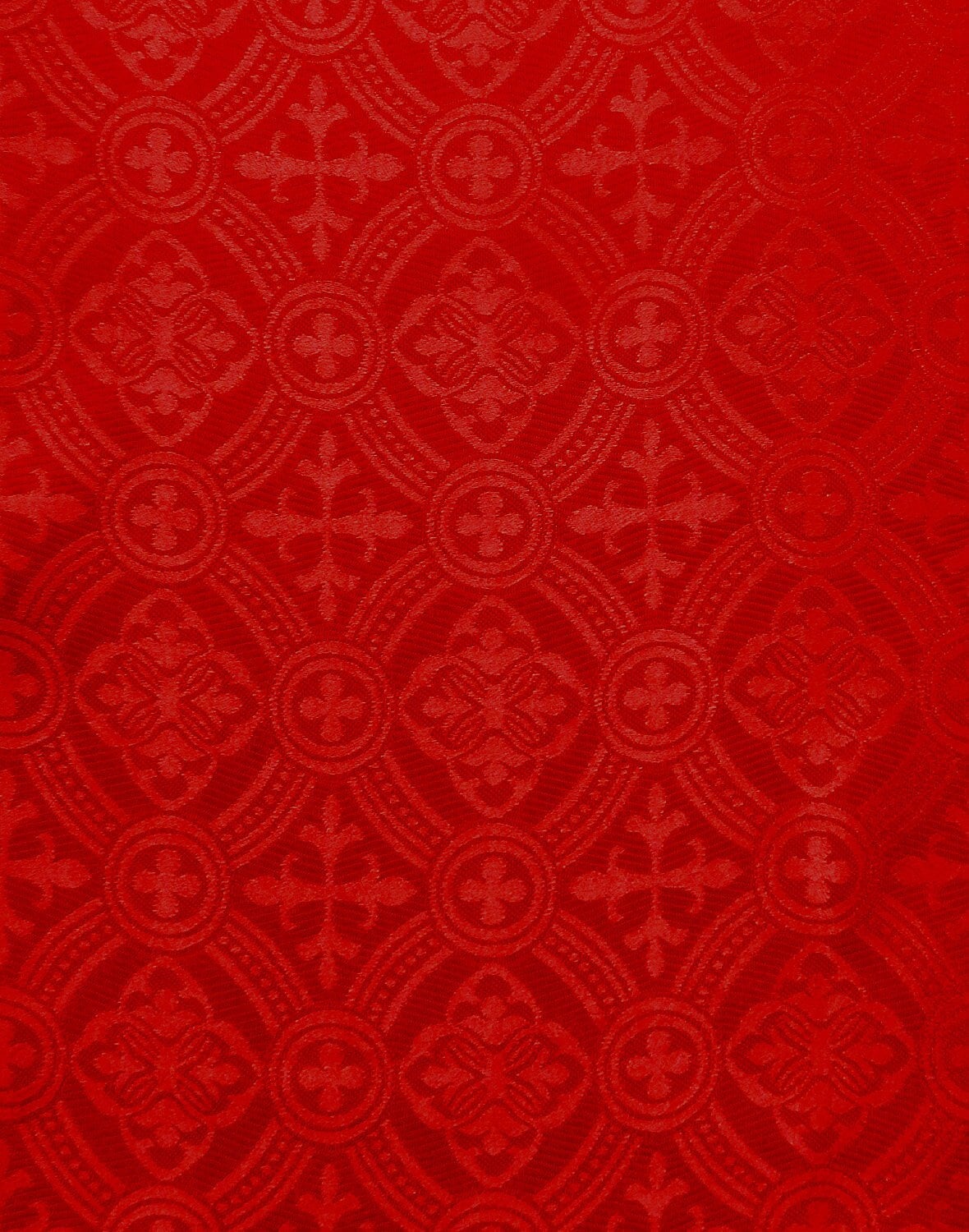 RED Liturgical Cross Brocade Fabric (60 in.) Sold By The Yard