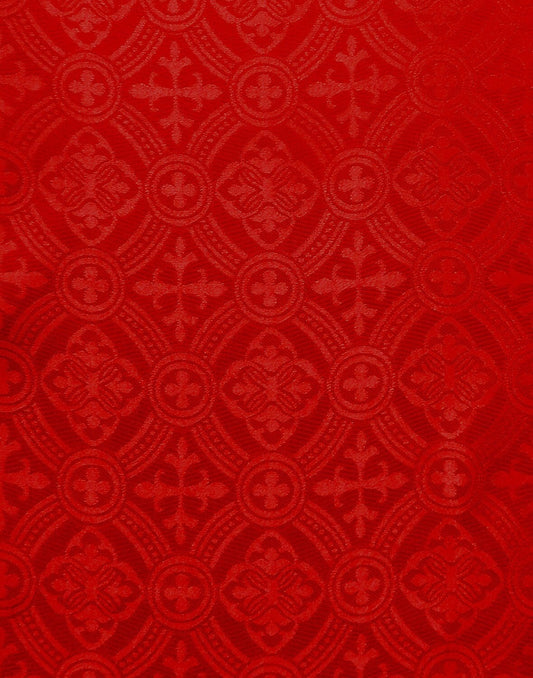 RED Liturgical Cross Brocade Fabric (60 in.) Sold By The Yard