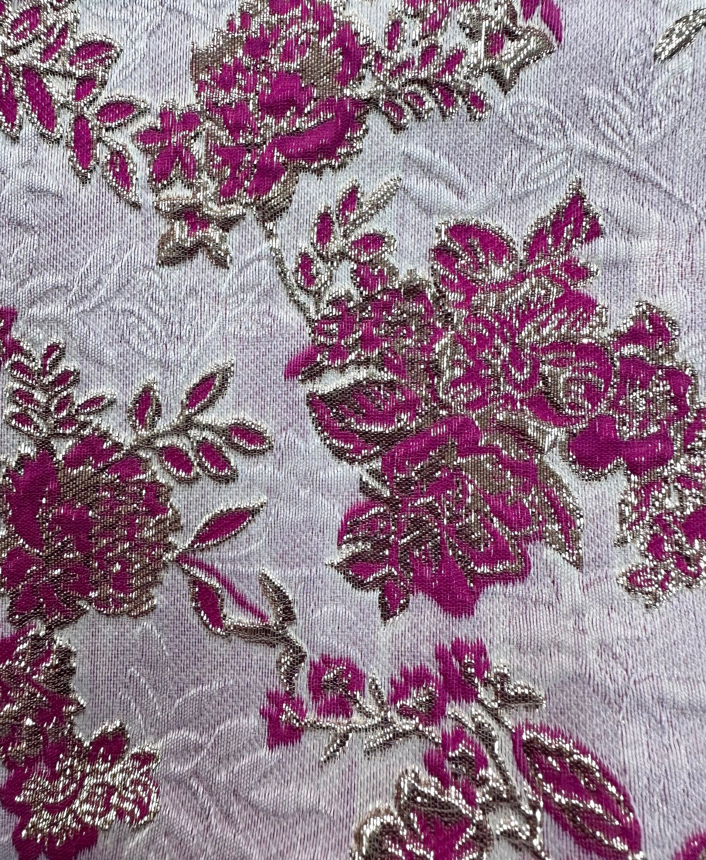 MAGENTA PINK GOLD Floral Brocade Fabric (60 in.) Sold By The Yard