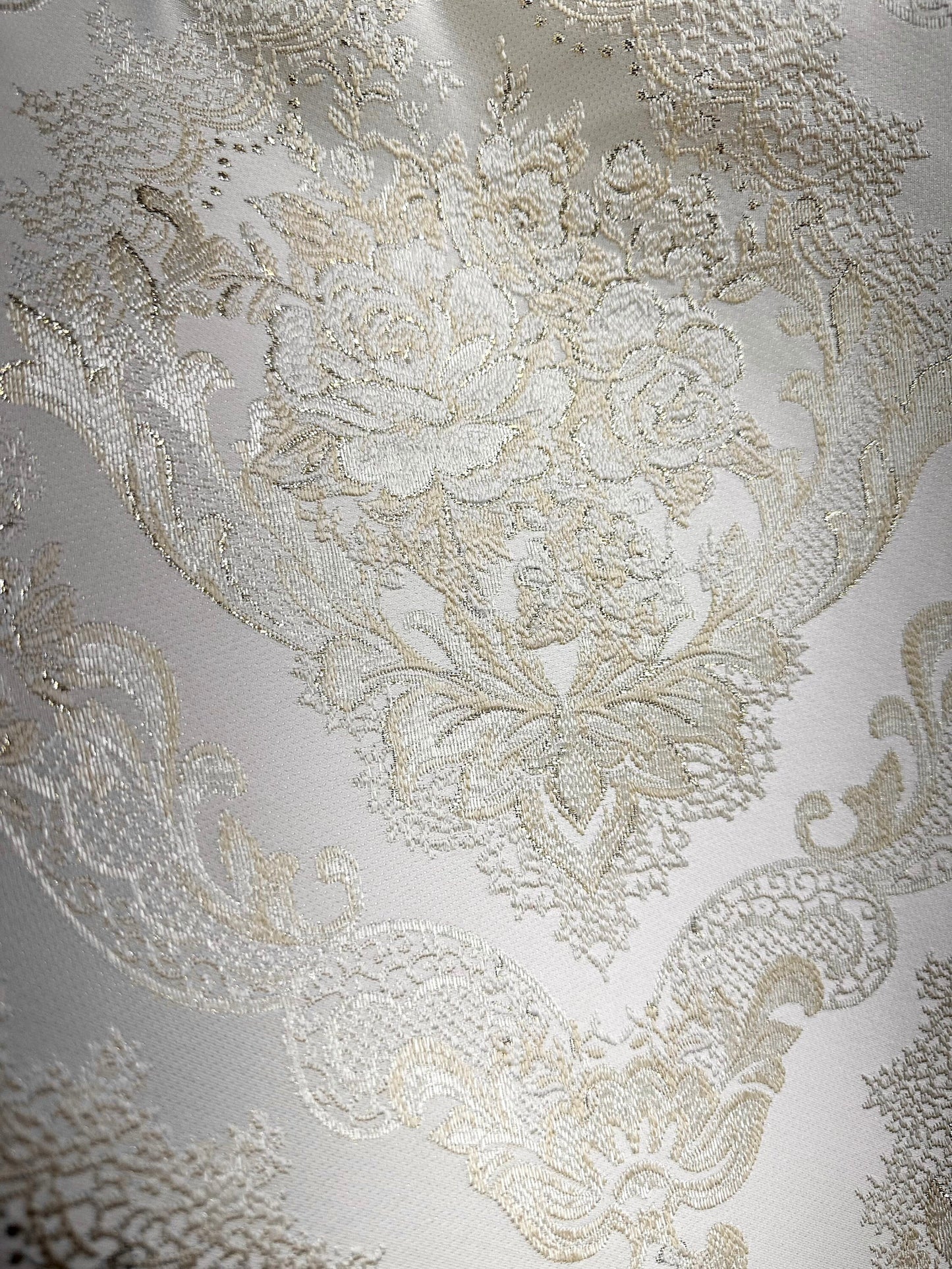 IVORY GOLD Metallic Floral Brocade Upholstery Drapery Fabric (110 in.) Sold By The Yard