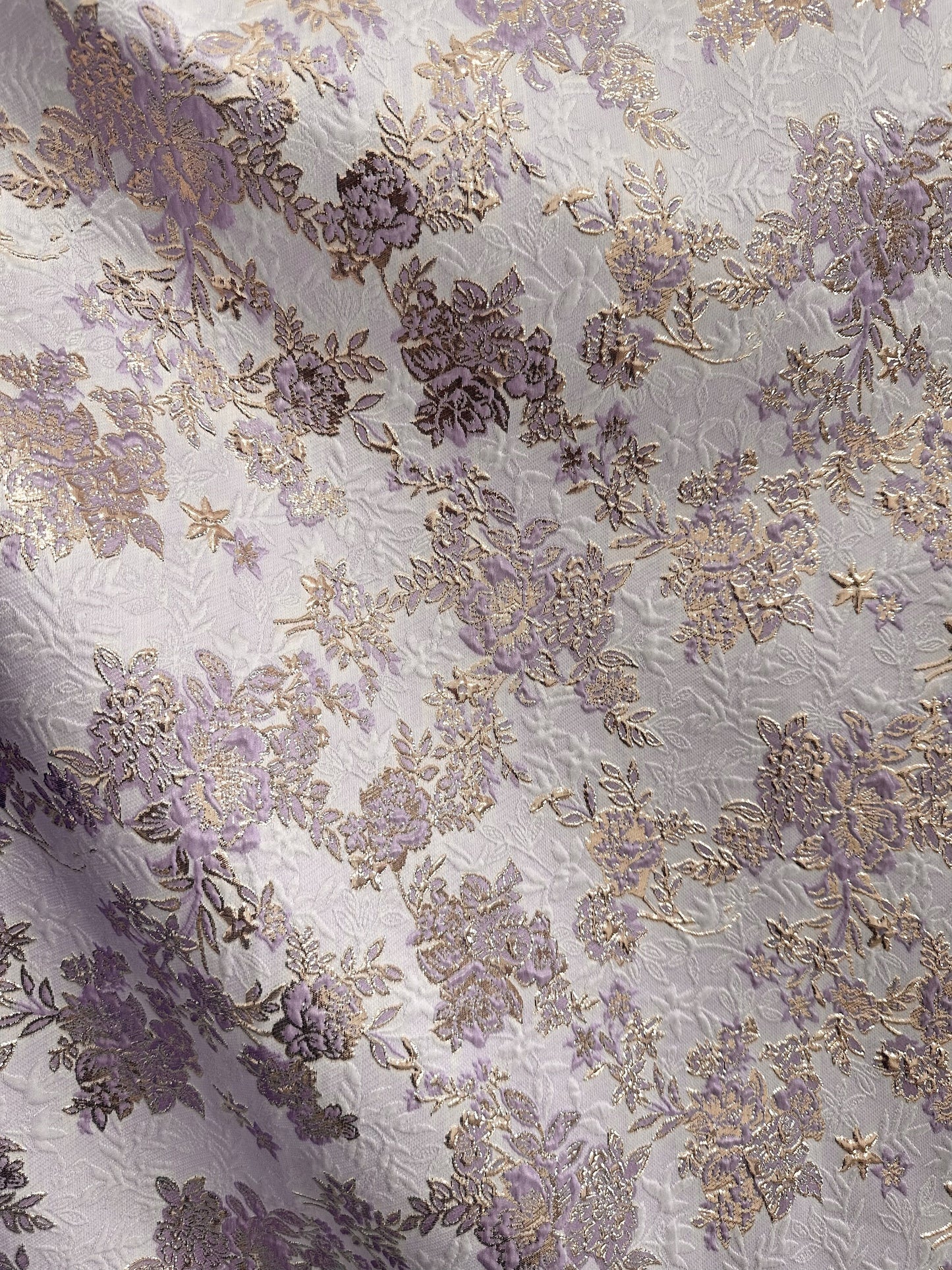 LILAC GOLD Floral Brocade Fabric (60 in.) Sold By The Yard