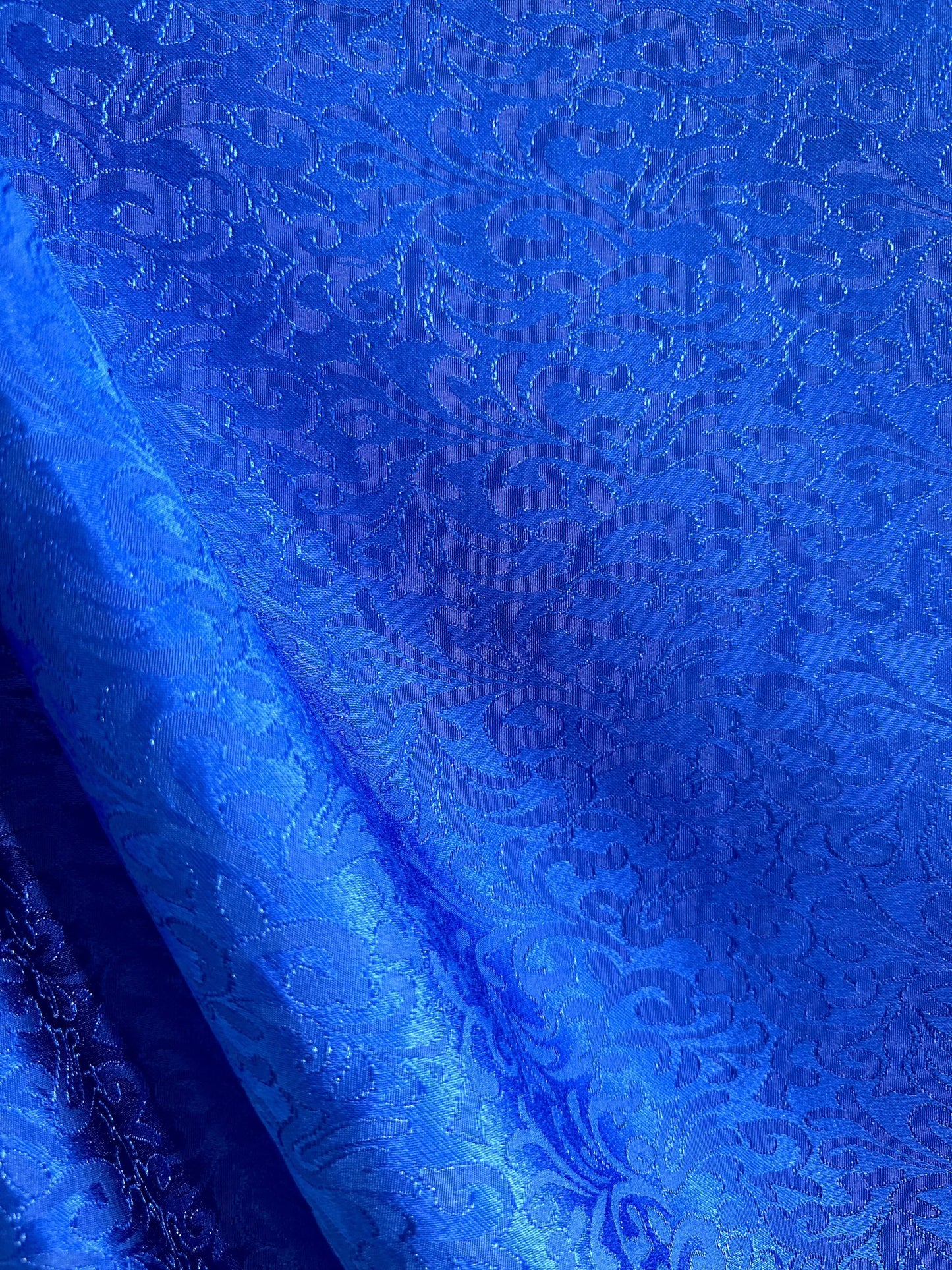 ROYAL BLUE Floral Brocade Fabric (60 in.) Sold By The Yard