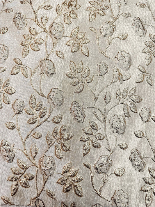 CHAMPAGNE Floral Brocade Fabric (60 in.) Sold By The Yard