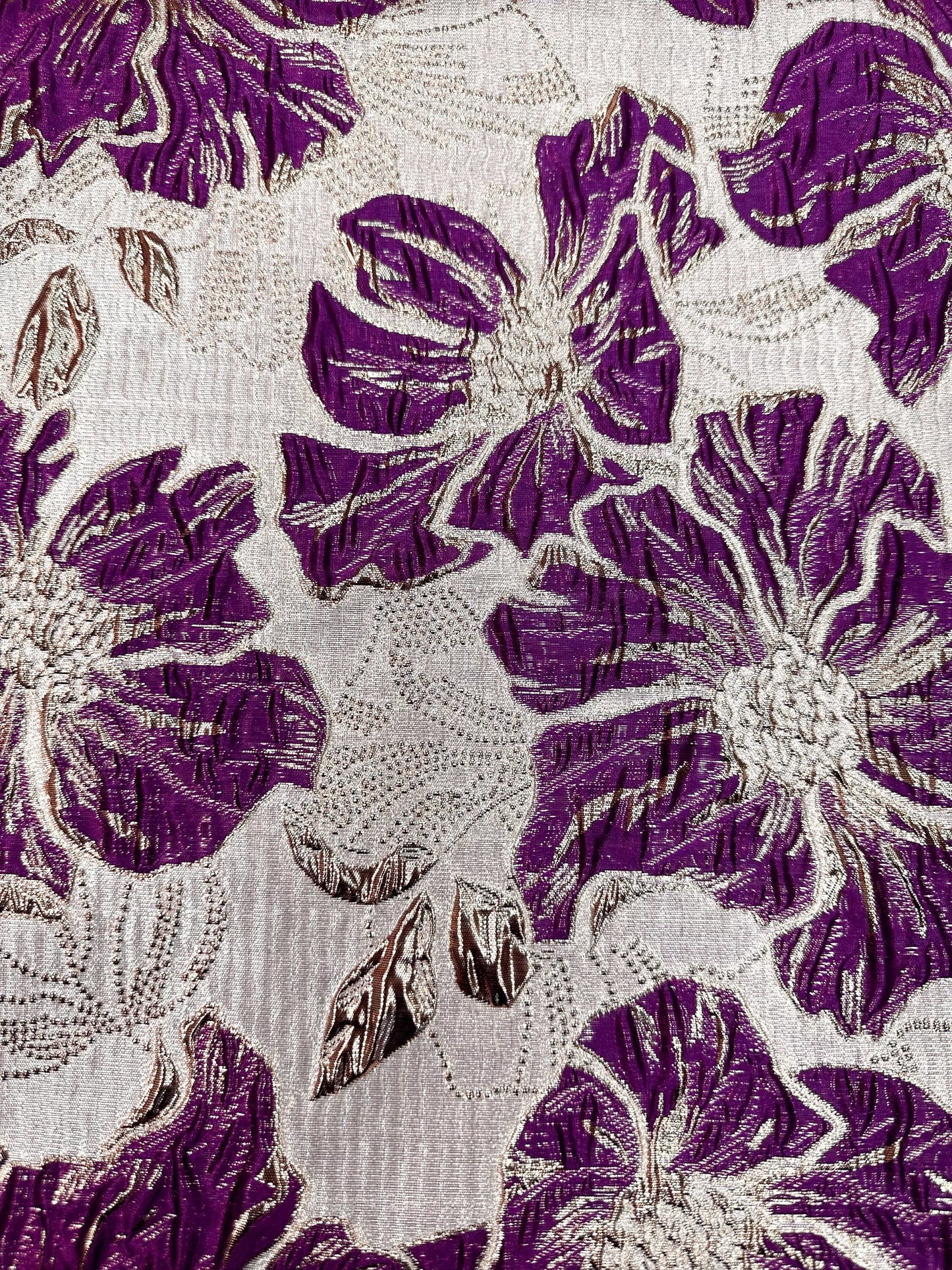 PURPLE GOLD Floral Brocade Fabric (60 in.) Sold By The Yard