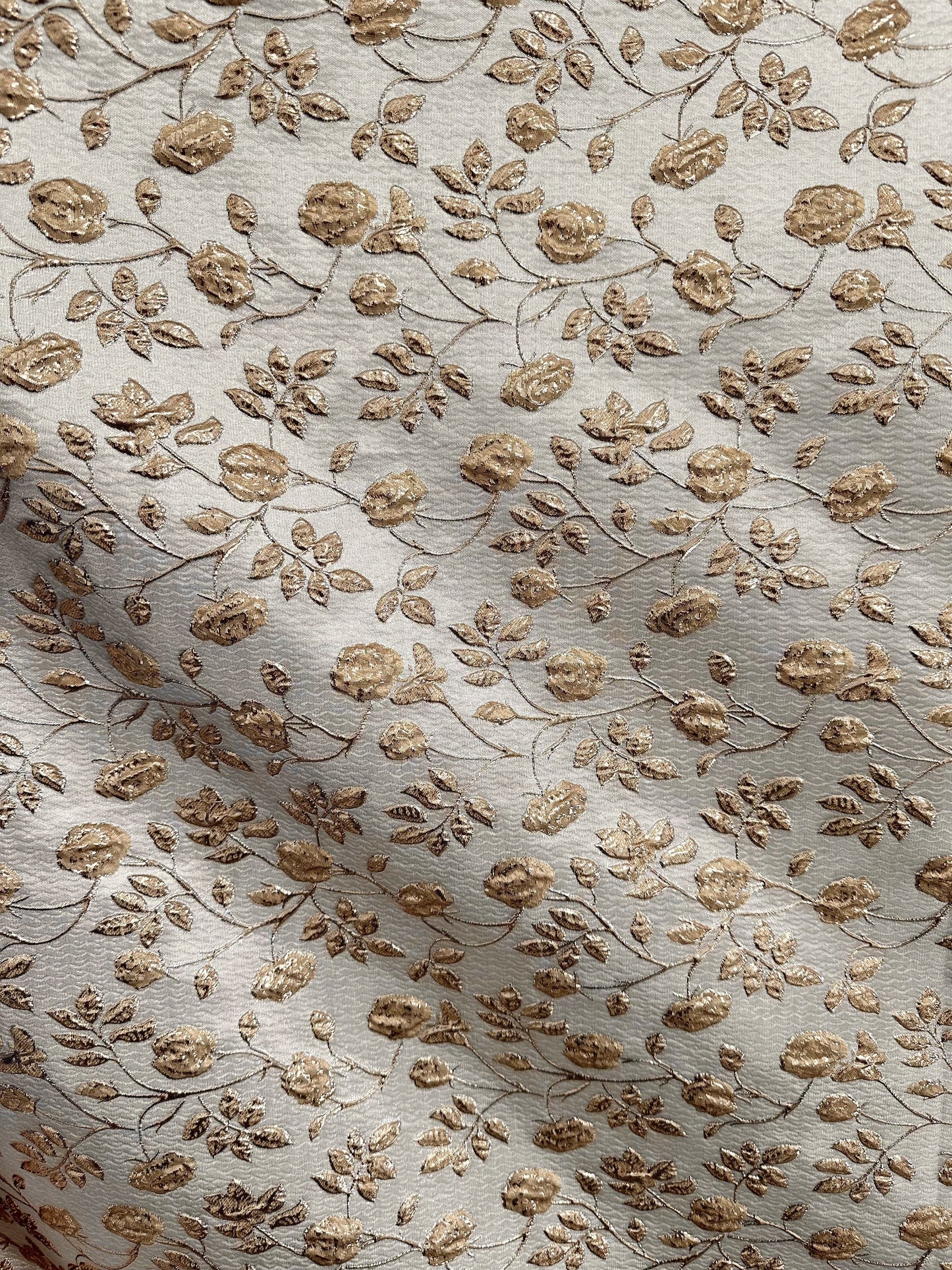 DARK CHAMPAGNE GOLD Floral Brocade Fabric (60 in.) Sold By The Yard