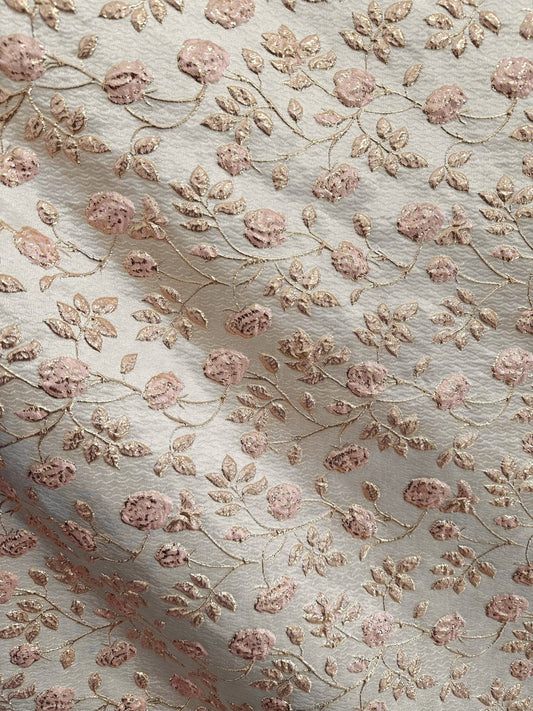 PINK GOLD Floral Brocade Fabric (60 in.) Sold By The Yard