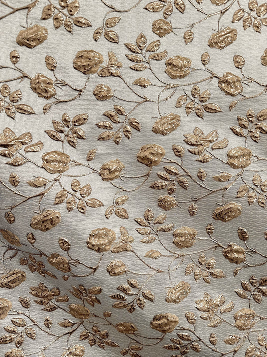 DARK CHAMPAGNE GOLD Floral Brocade Fabric (60 in.) Sold By The Yard