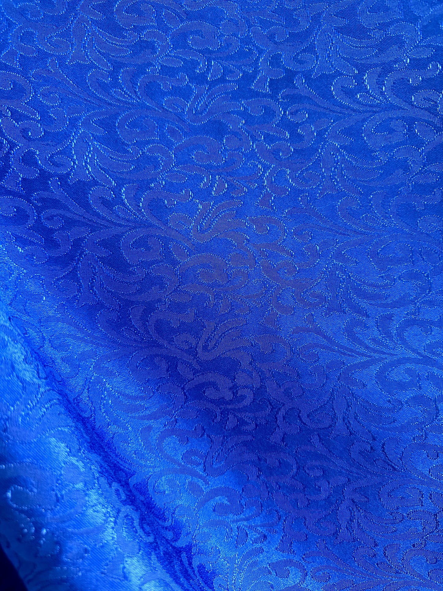 ROYAL BLUE Floral Brocade Fabric (60 in.) Sold By The Yard