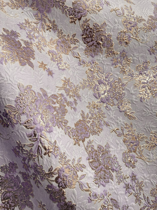 LILAC GOLD Floral Brocade Fabric (60 in.) Sold By The Yard