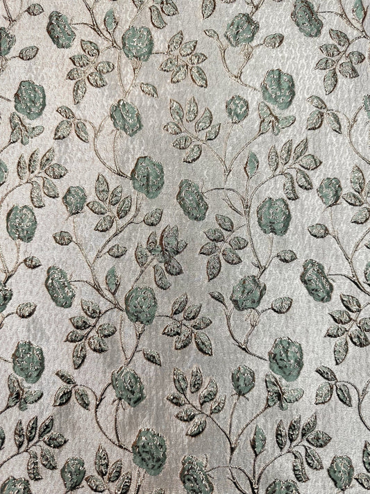 MINT GREEN GOLD Floral Brocade Fabric (60 in.) Sold By The Yard