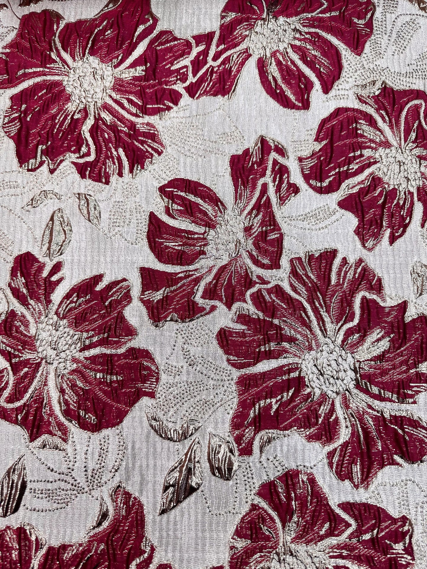 BURGUNDY GOLD Floral Brocade Fabric (60 in.) Sold By The Yard