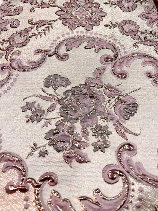 LAVENDER GOLD Floral Brocade Fabric (60 in.) Sold By The Yard