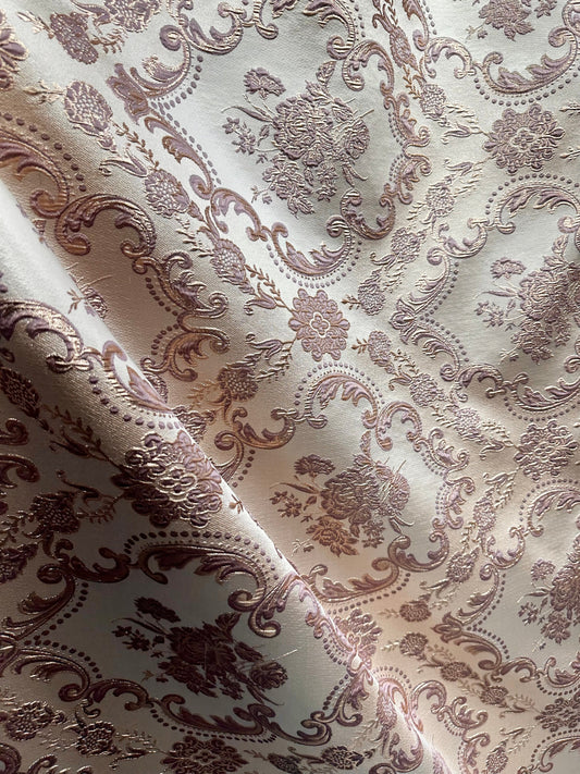 MAUVE GOLD Floral Brocade Fabric (60 in.) Sold By The Yard