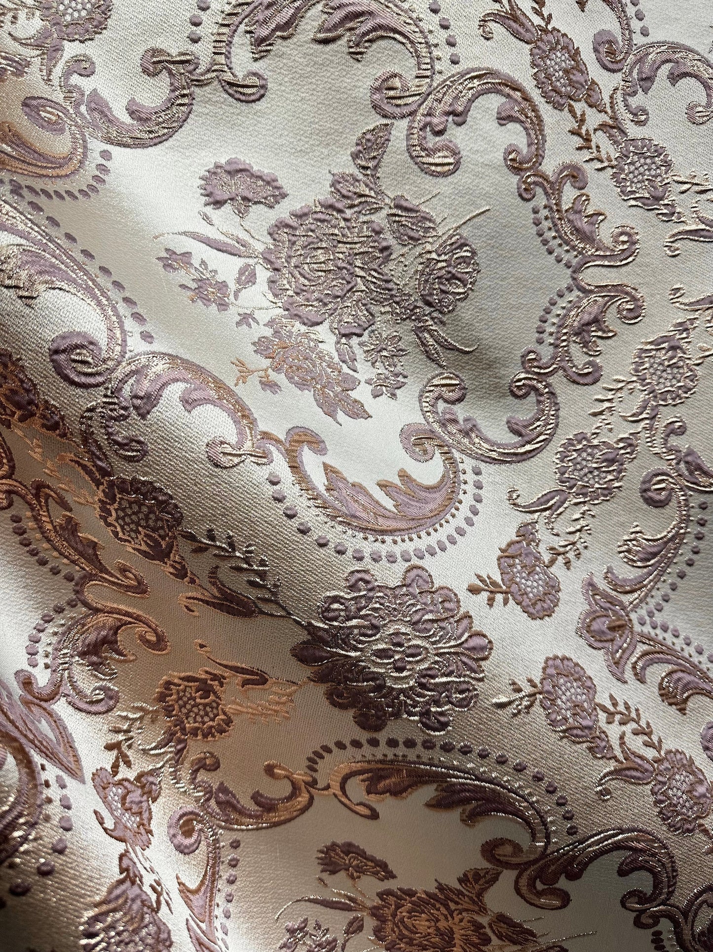 MAUVE GOLD Floral Brocade Fabric (60 in.) Sold By The Yard