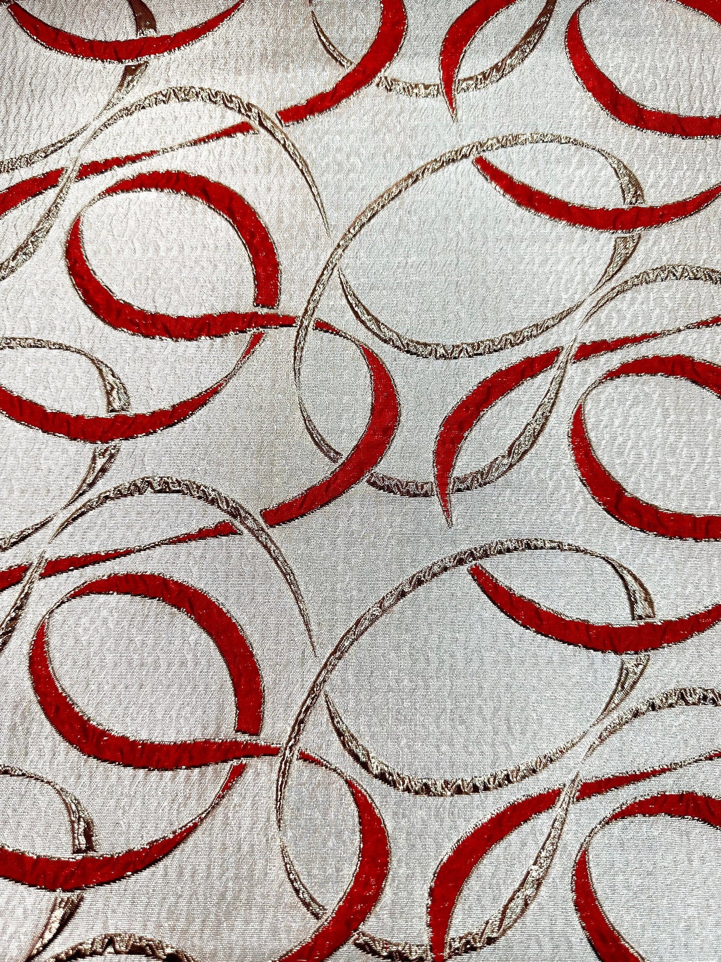 RED GOLD Swirl Metallic Brocade Fabric (60 in.) Sold By The Yard