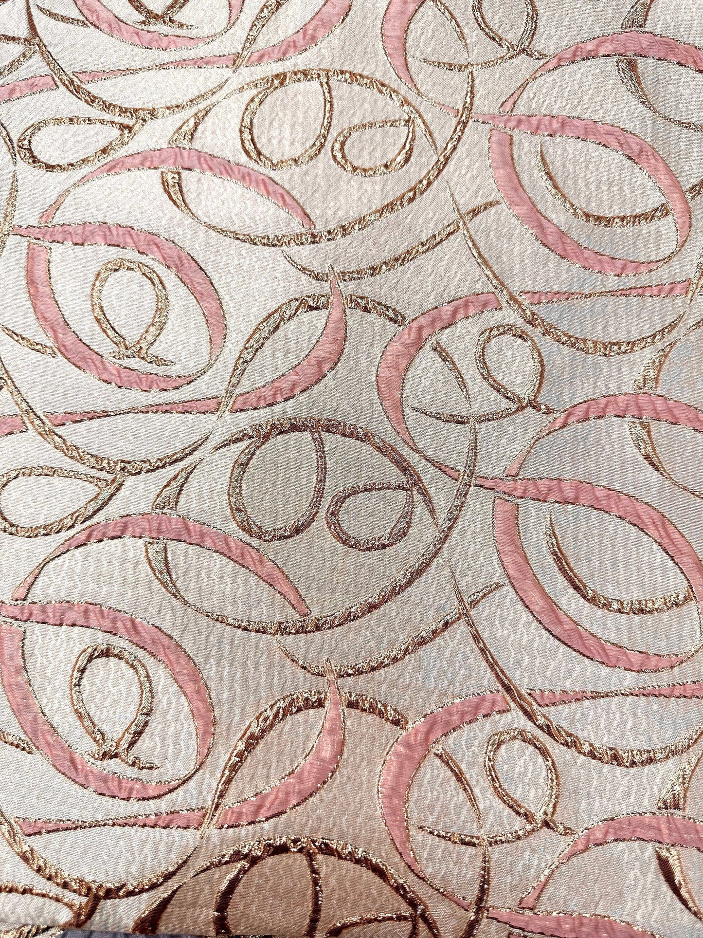 BABY PINK GOLD Swirl Metallic Brocade Fabric (60 in.) Sold By The Yard
