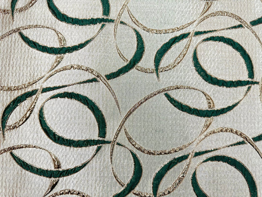 DARK GREEN GOLD Swirl Metallic Brocade Fabric (60 in.) Sold By The Yard