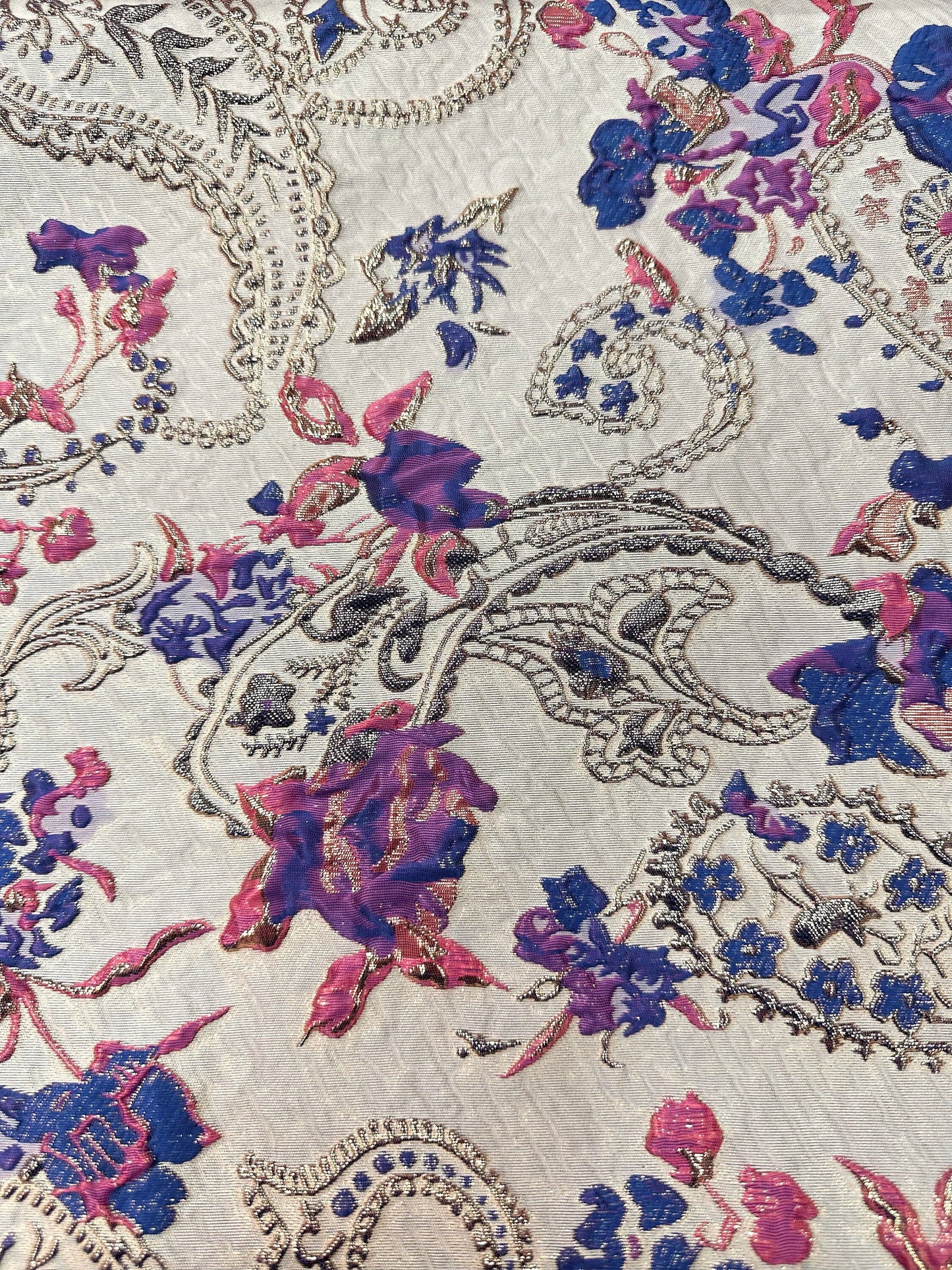 BLUE PURPLE GOLD Floral Paisley Brocade Fabric (60 in.) Sold By The Yard