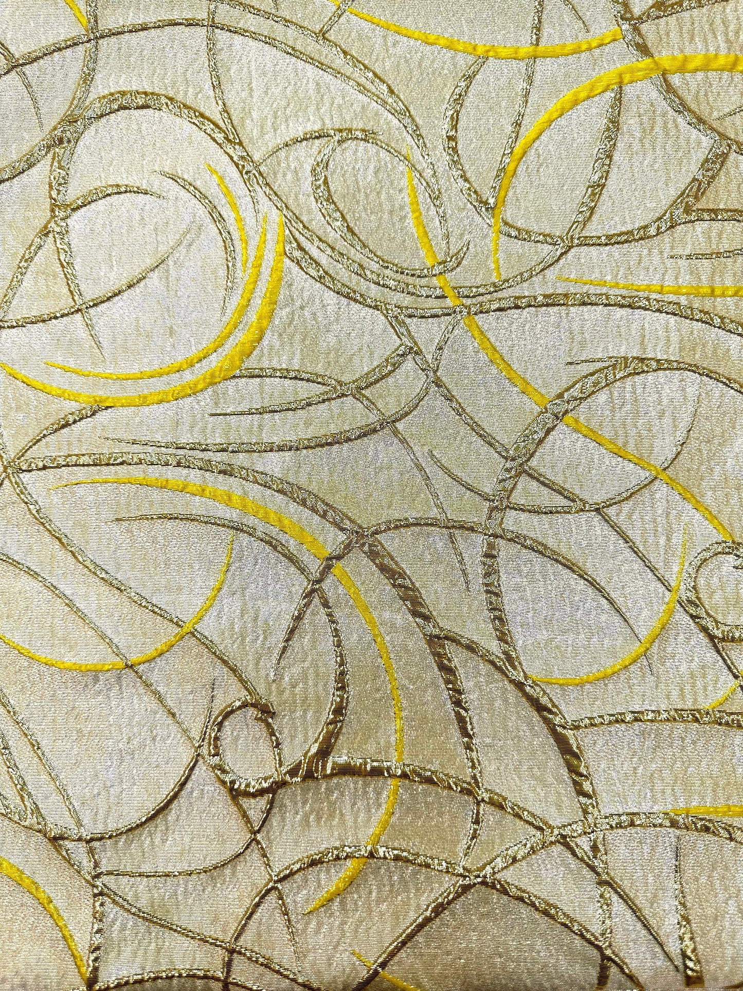 YELLOW GOLD Swirl Metallic Brocade Fabric (60 in.) Sold By The Yard