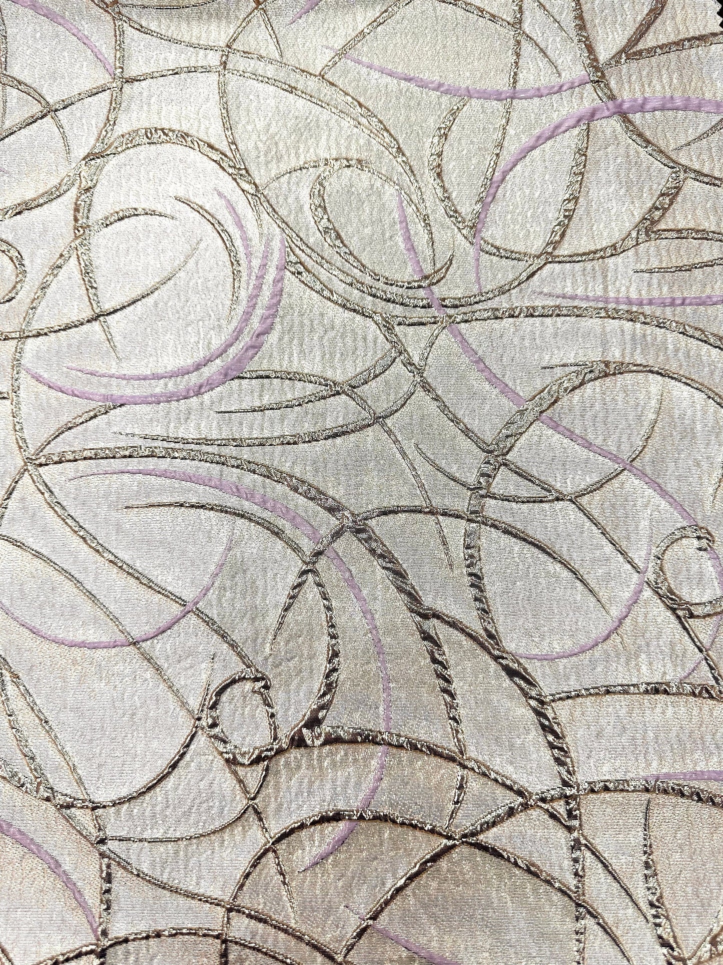 LILAC GOLD Swirl Metallic Brocade Fabric (60 in.) Sold By The Yard